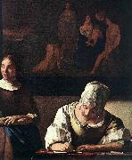 VERMEER VAN DELFT, Jan Lady Writing a Letter with Her Maid (detail) set